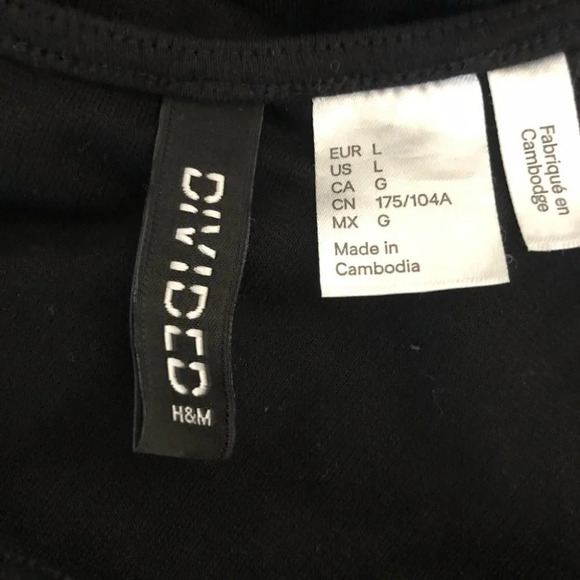 H&M Black Sheer Sleeve Dress  Sz L - Picture 11 of 12